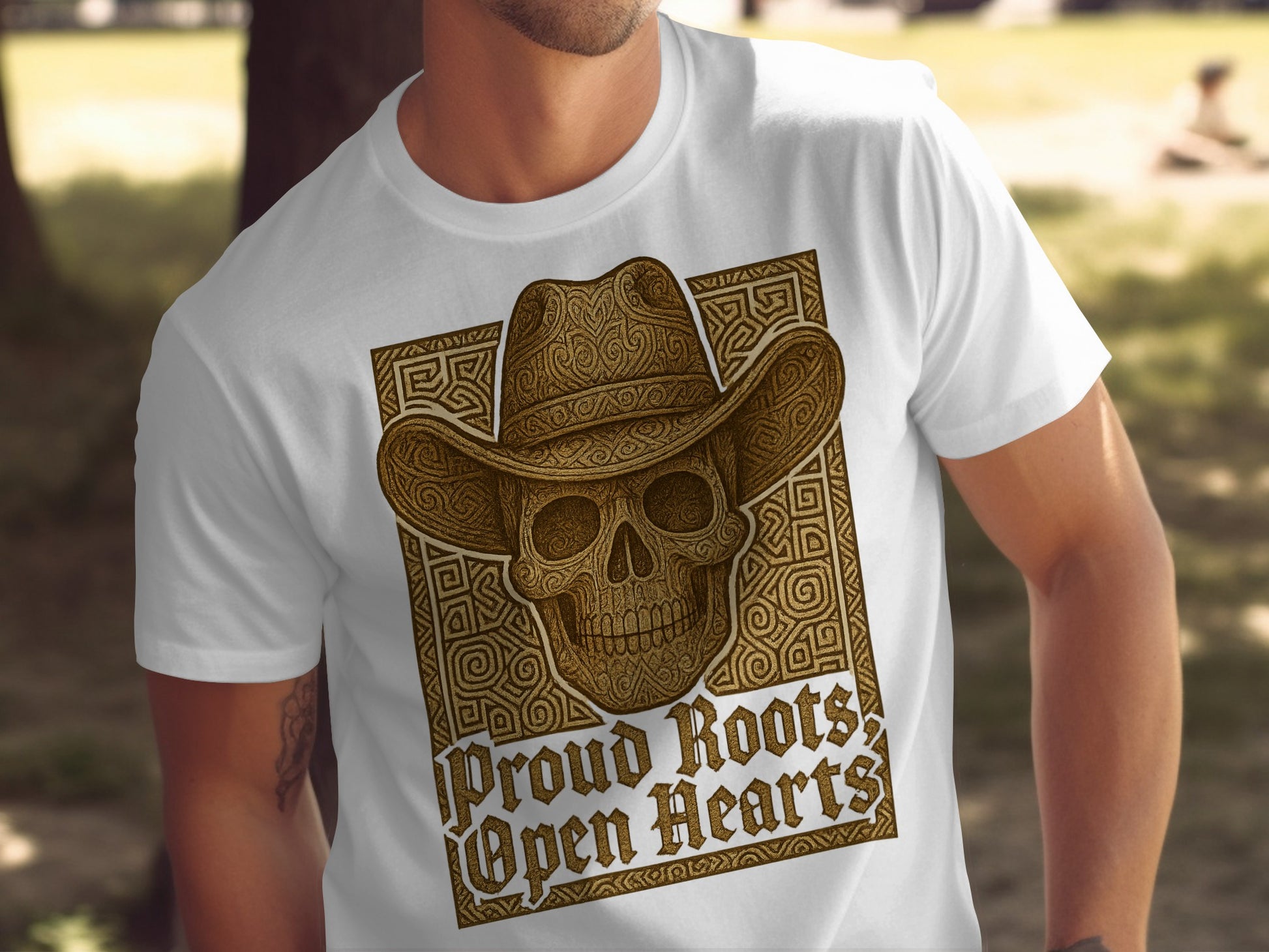 Proud Roots Open Hearts Cowboy Skull Graphic Shirt