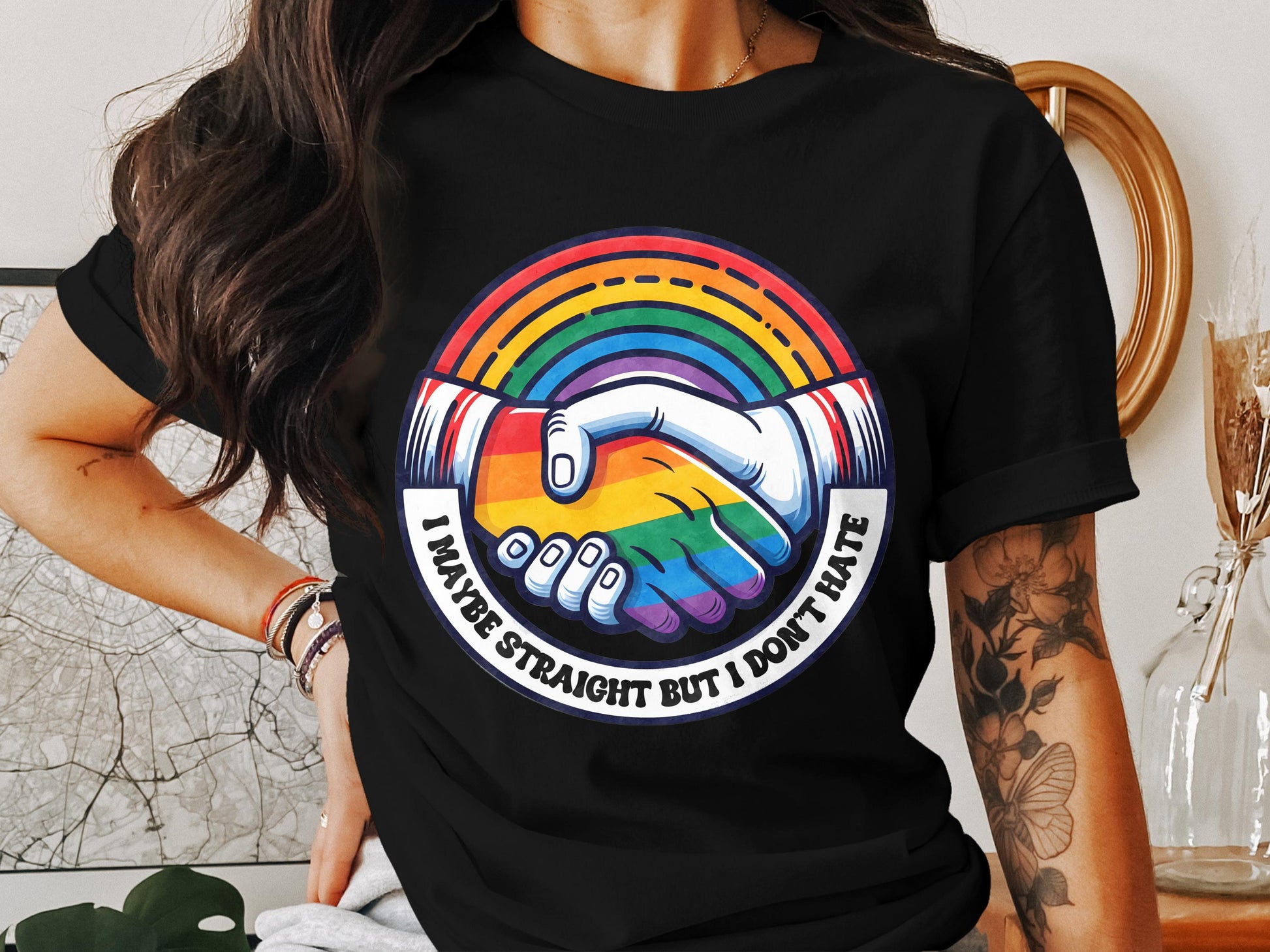 Rainbow Handshake Graphic Tee Inclusive Product