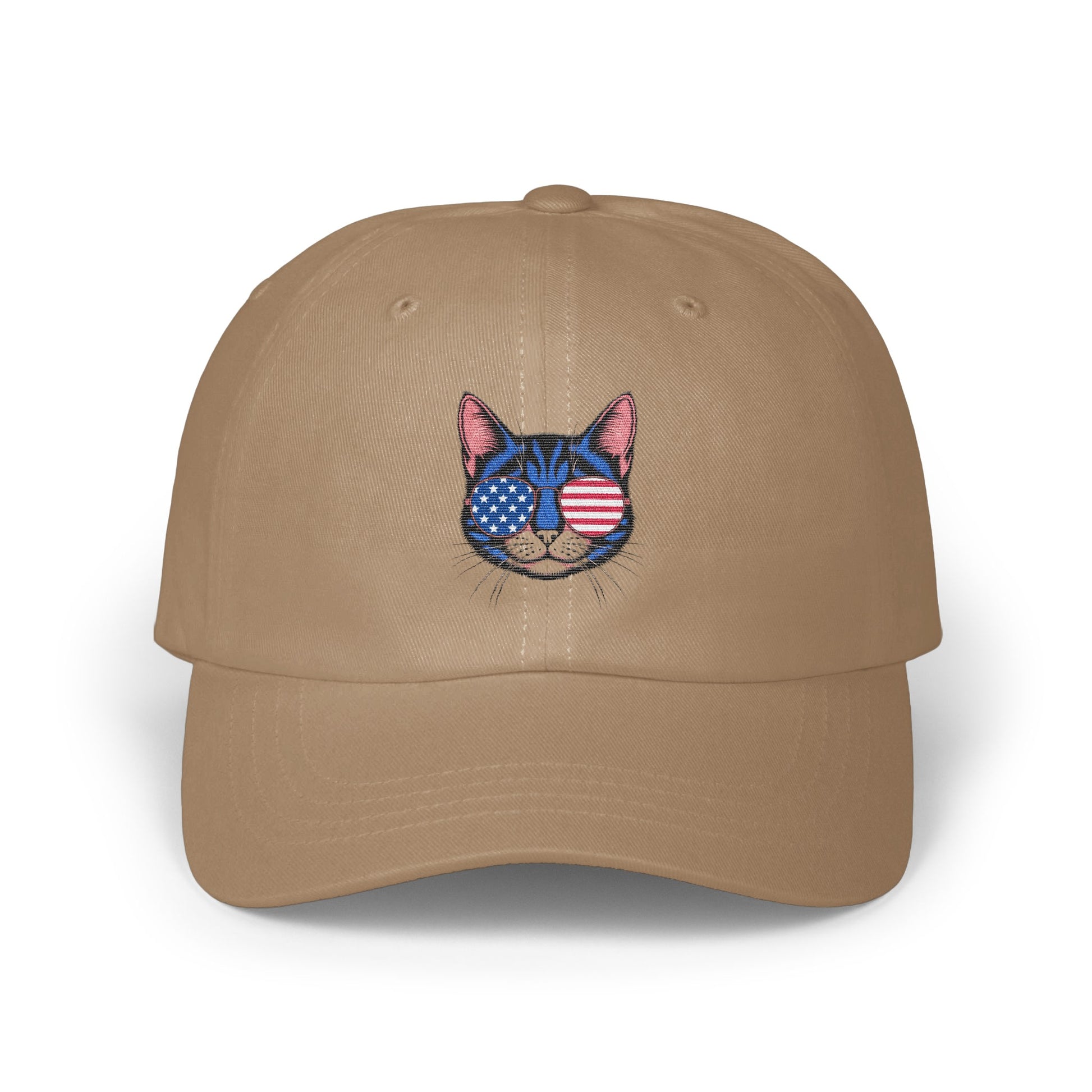 American Flag Cat Embroidery Design Casual Hat product