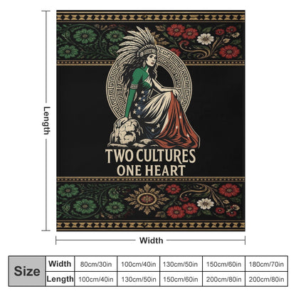 Flannel Blanket, Proud Amexican Heart Print, Multiple Sizes