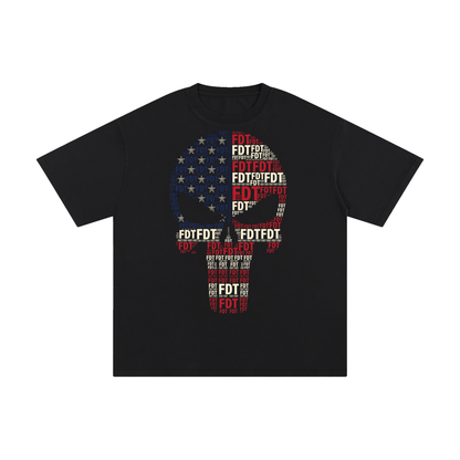 FDT Skull USA Flag Unisex Pure Cotton T-Shirt