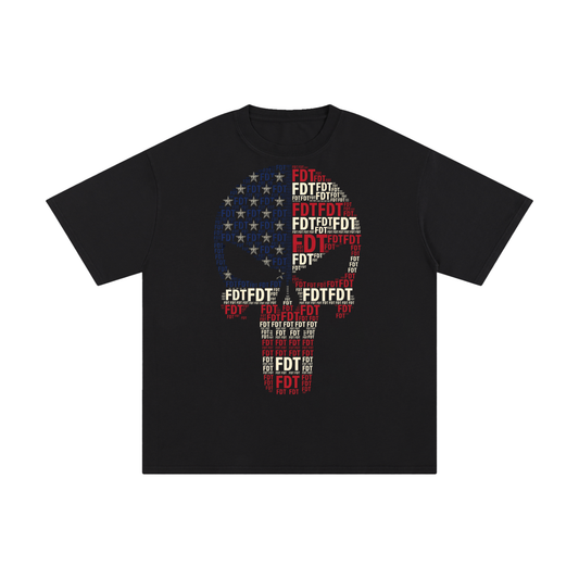 FDT Skull USA Flag Unisex Pure Cotton T-Shirt