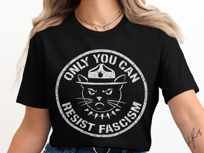 Only You Can Resist Fascism Black Graphic T-shirt Product