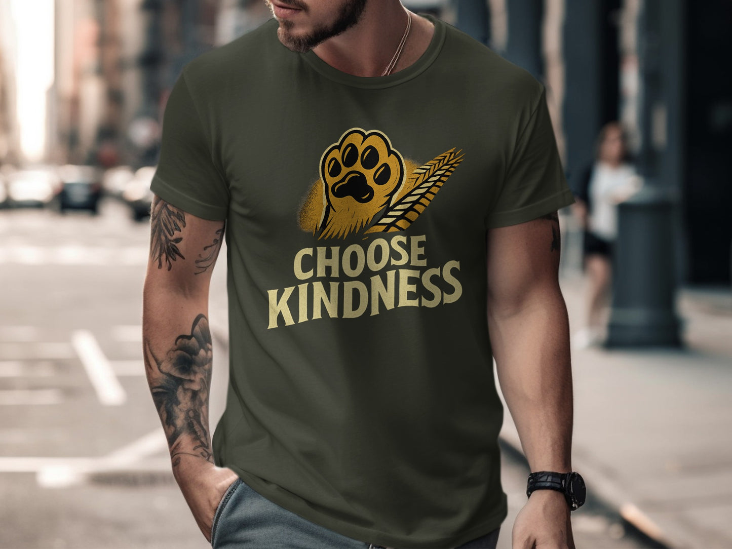 Choose Kindness Graphic Tee with Paw Print Design
