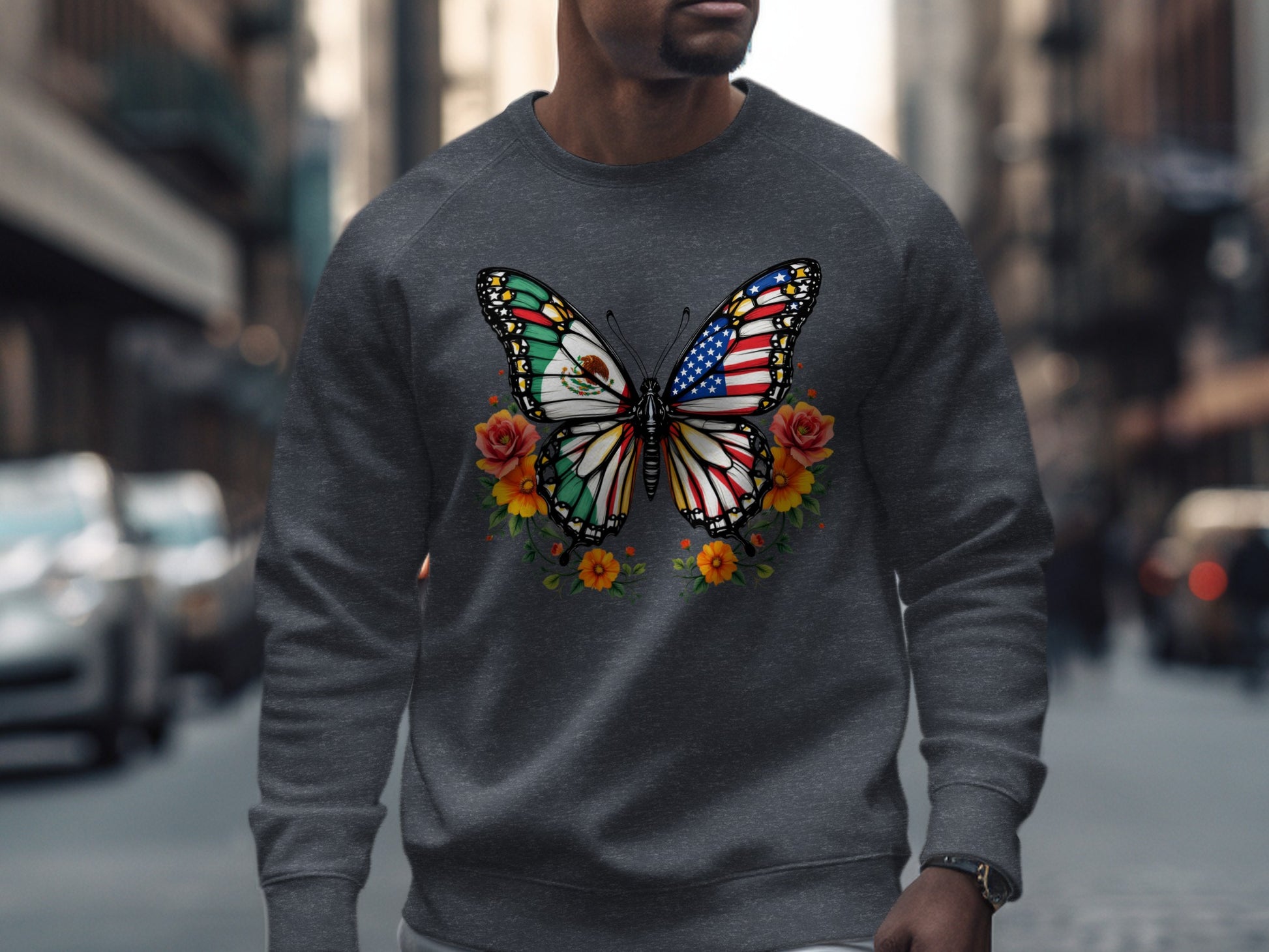 Colorful Butterfly and Flowers Graphic Sweatshirt product