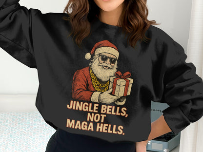 Jingle Bells Not Maga Hells Funny Christmas Sweater
