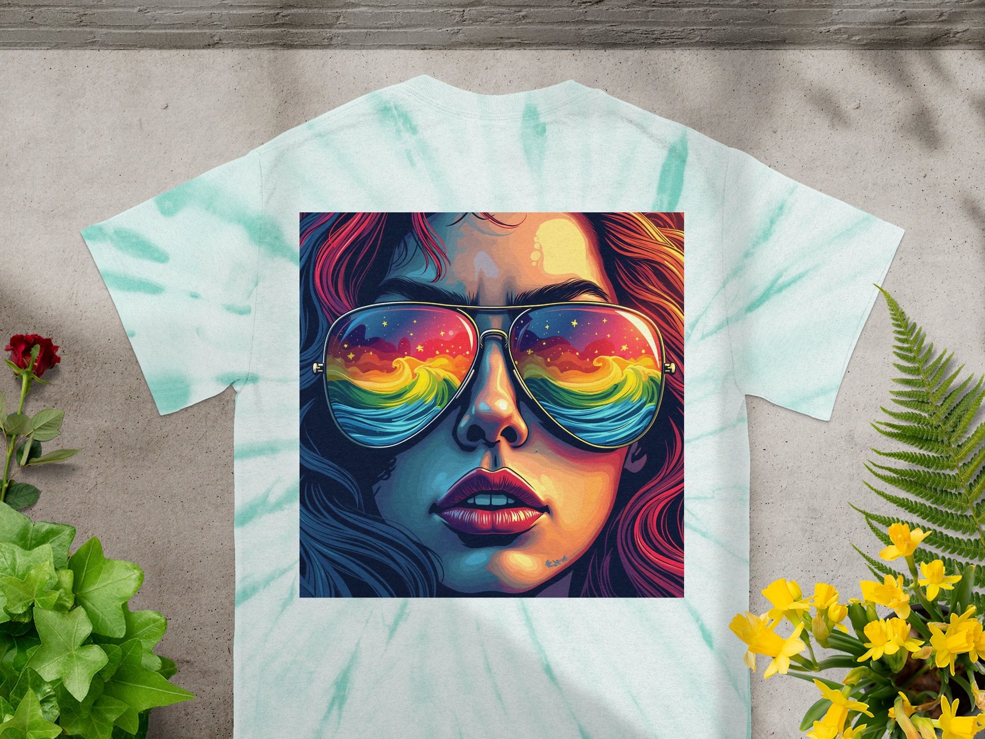 Vibrant Graphic Tee Woman in Sunglasses Shirt product type