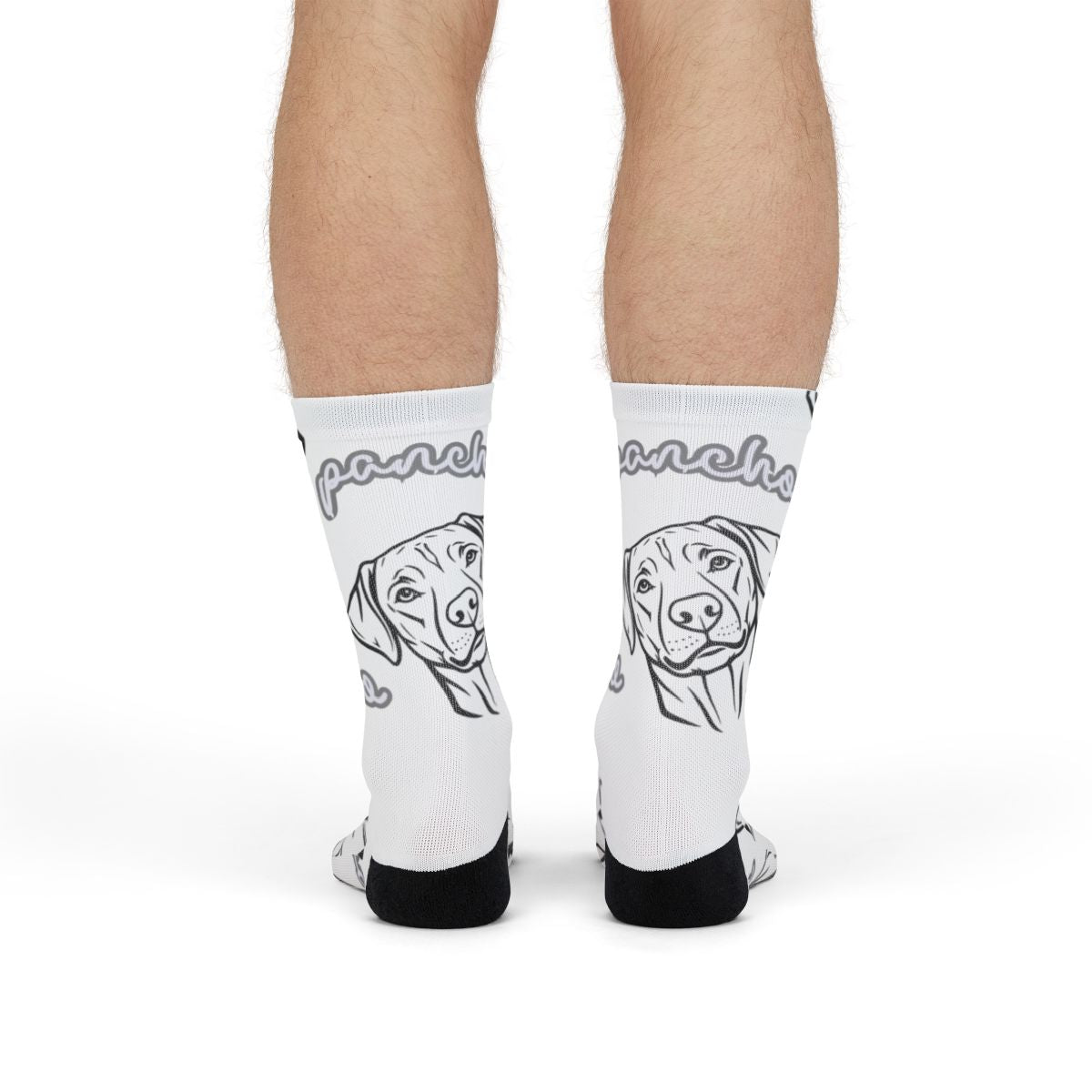 Custom Dog Print White and Black Crew Socks Product