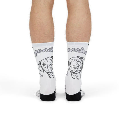 Custom Dog Print White and Black Crew Socks Product