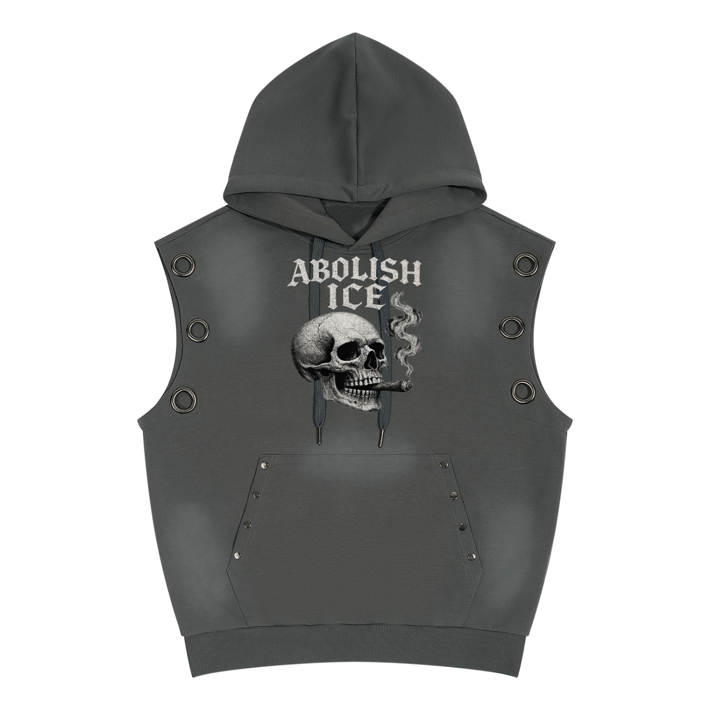Unisex Vintage Wash Sun Fade Sleeveless Hoodie