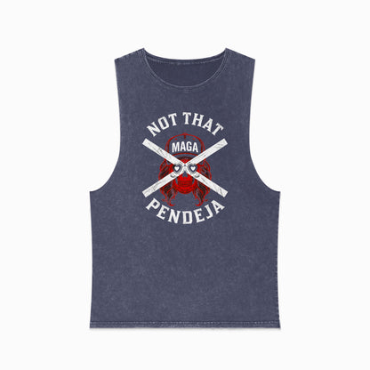 Muscle tank with red skull and text "NOT THAT MAGA PENDEJA"