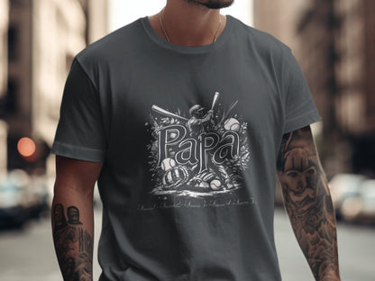 Papa Baseball Themed Graphic T-Shirt product
