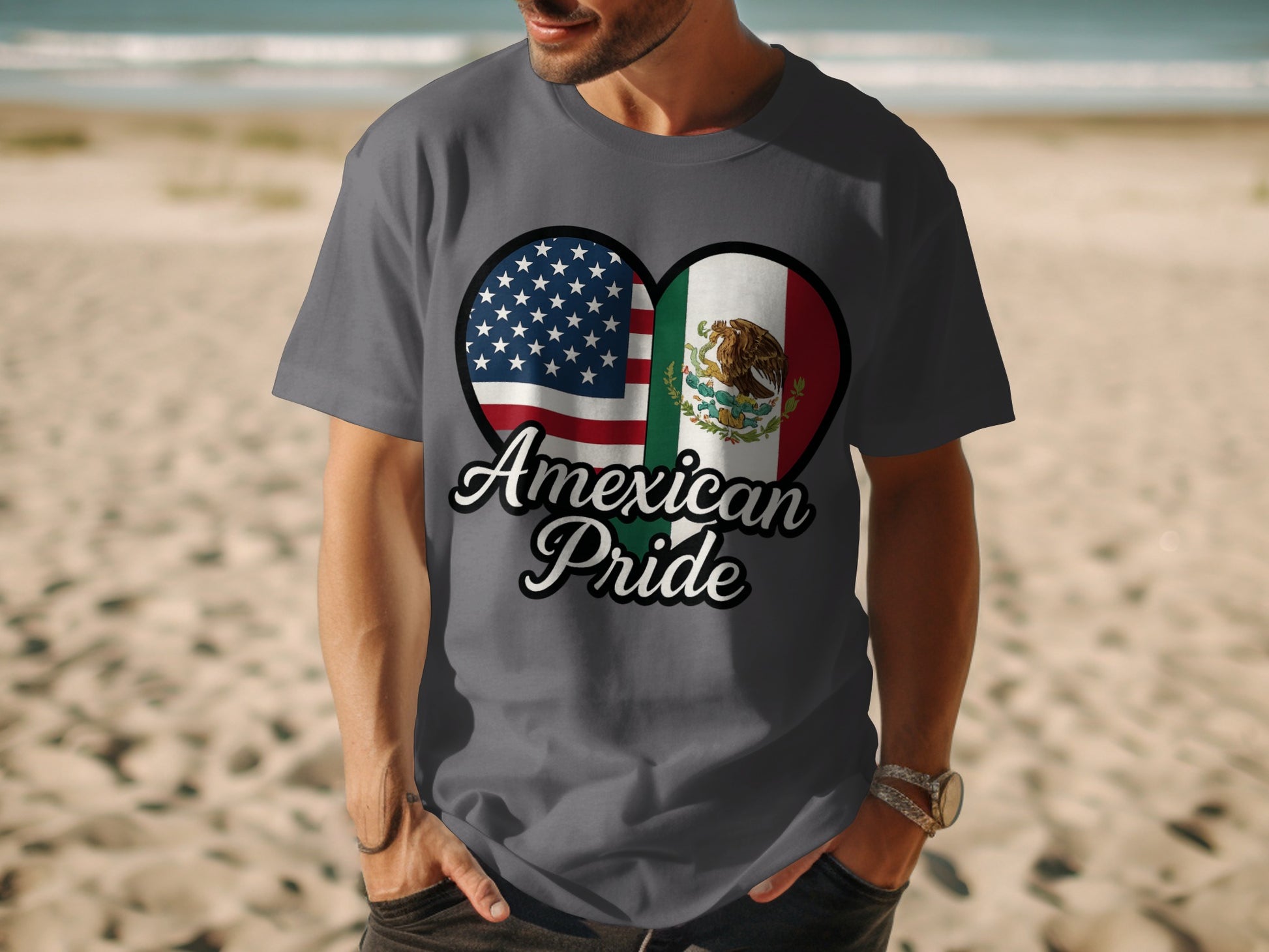 Amexican Pride Flag Heart Graphic T-Shirt product