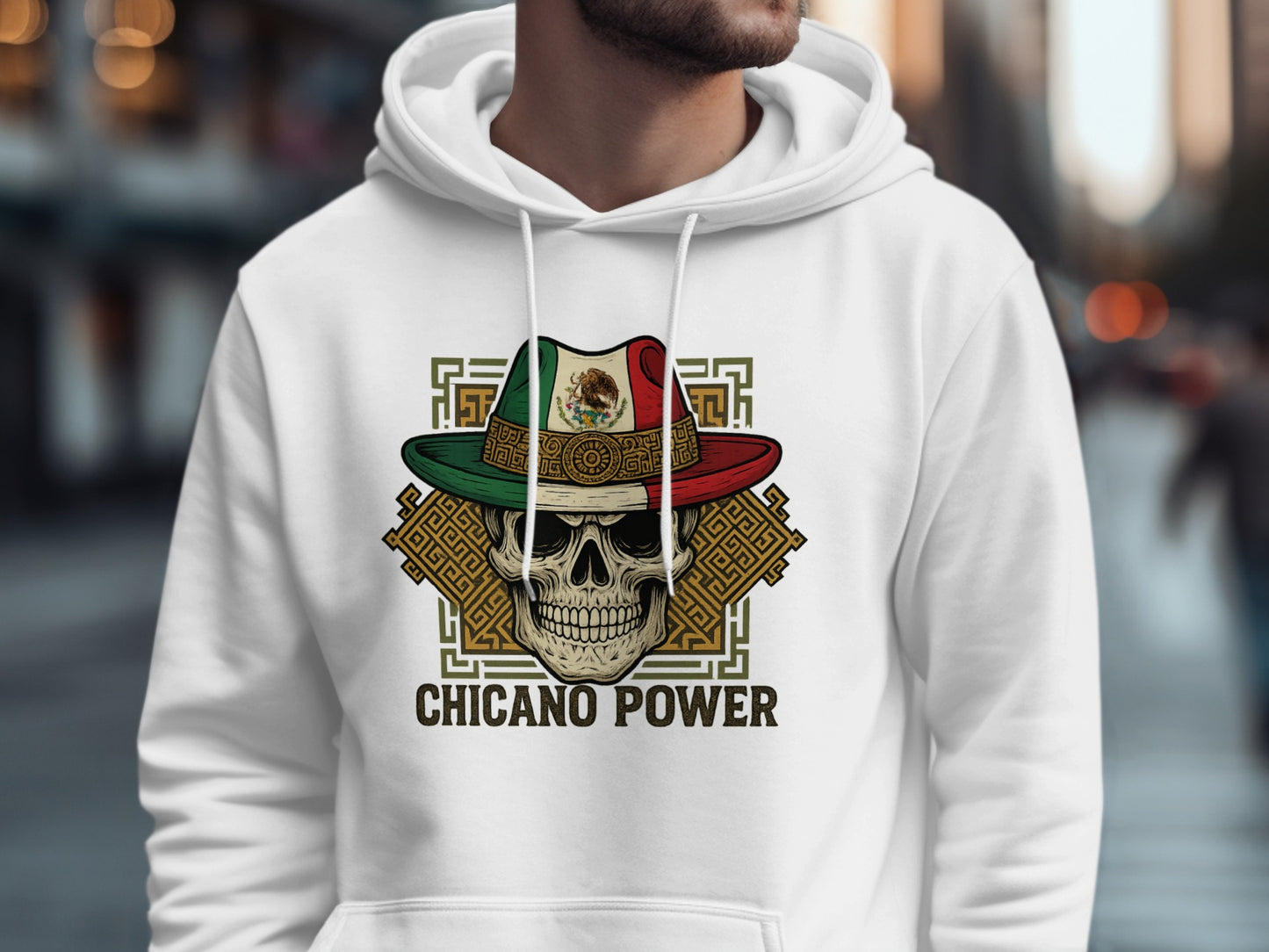 Chicano Power Skull with Hat Graphic Hoodie