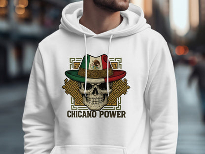 Chicano Power Skull with Hat Graphic Hoodie