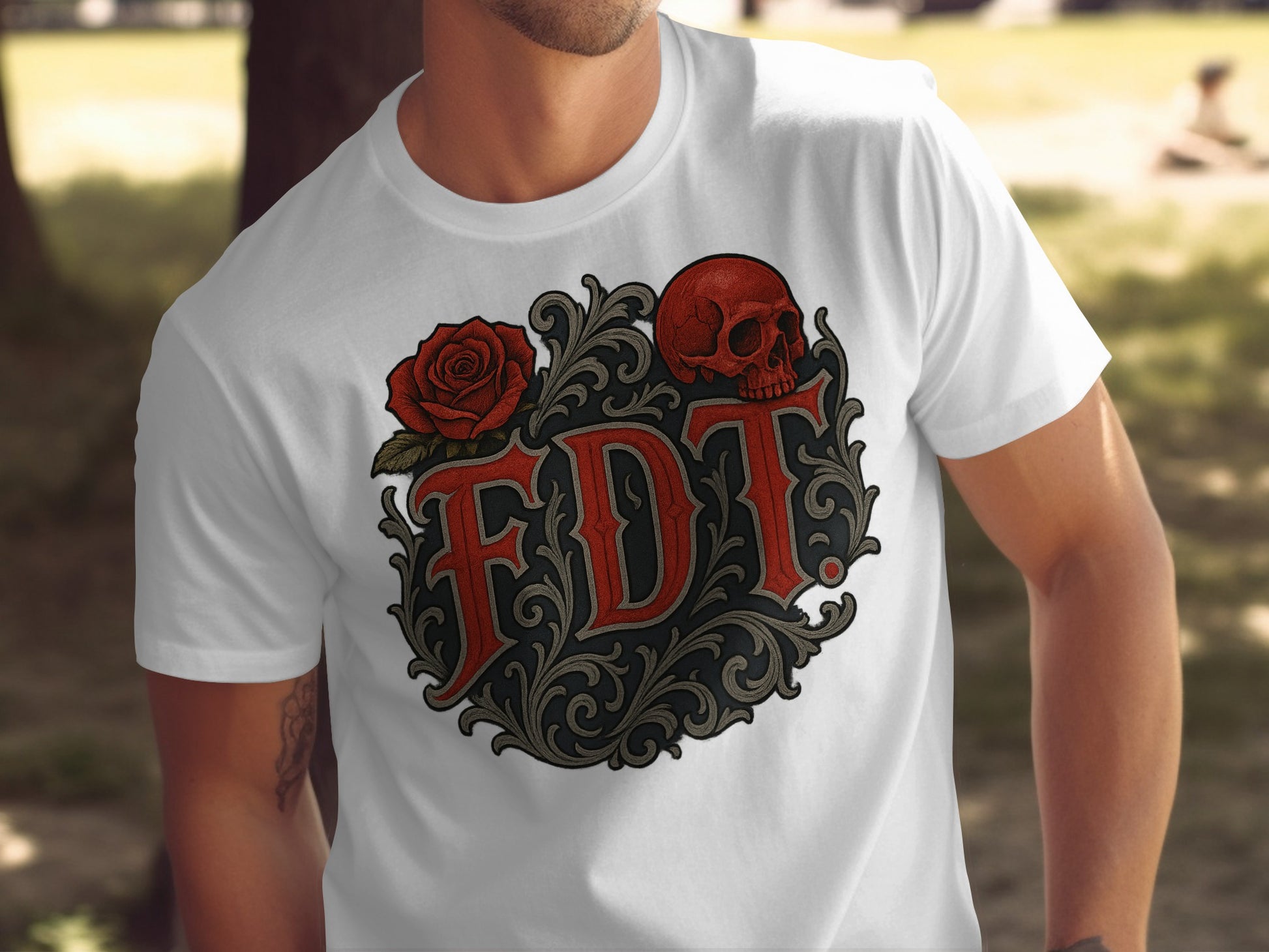 Skull Rose FDT Graphic Design Casual Wear T-shirt Product