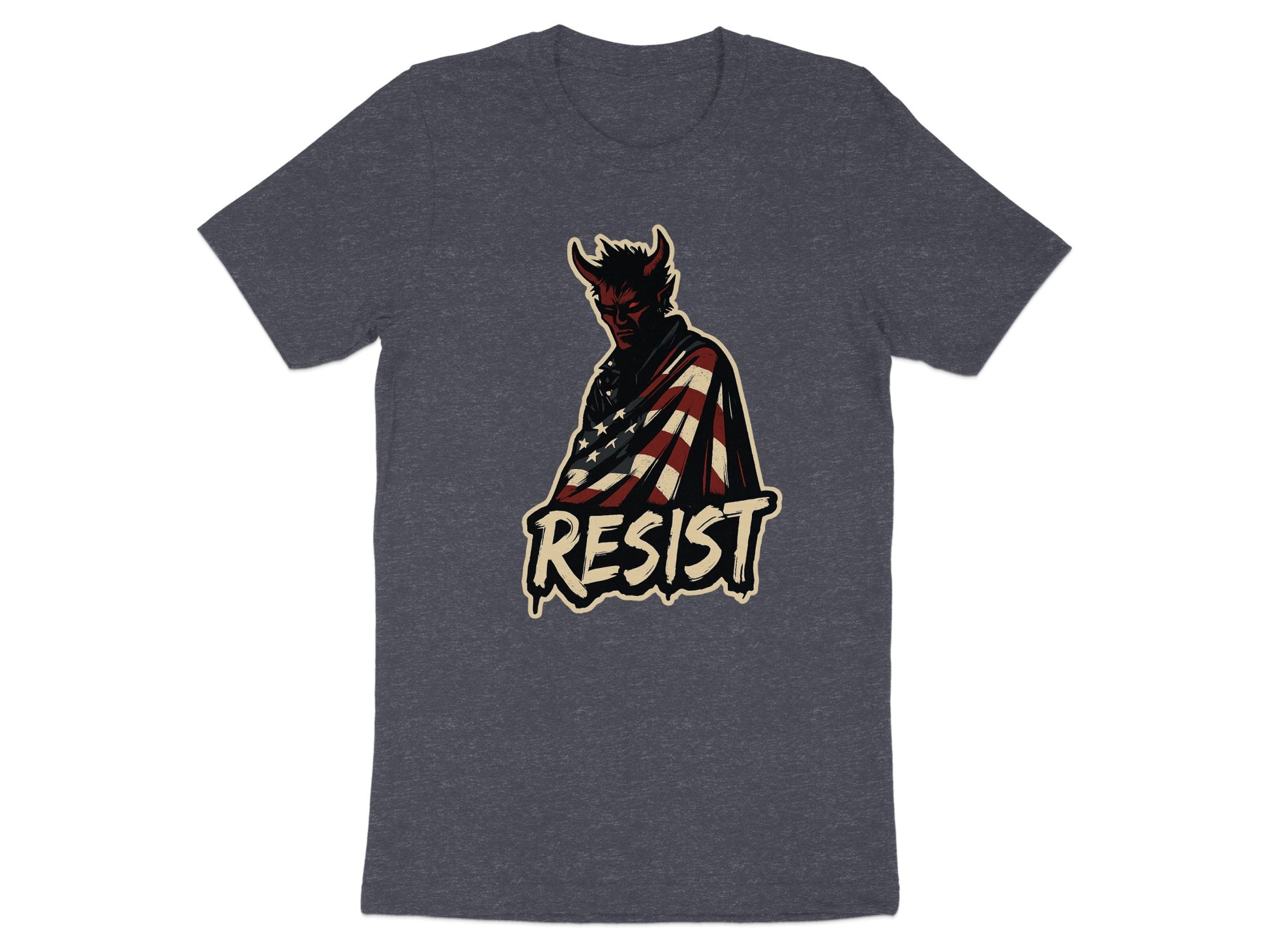 Resist Devil with American Flag Graphic T Shirt product