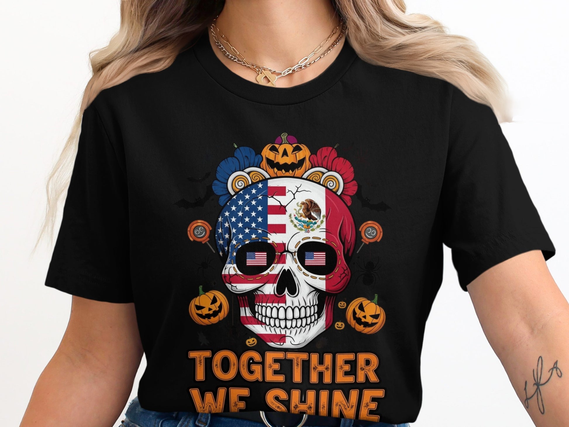 Patriotic Skull Halloween Together We Shine product type