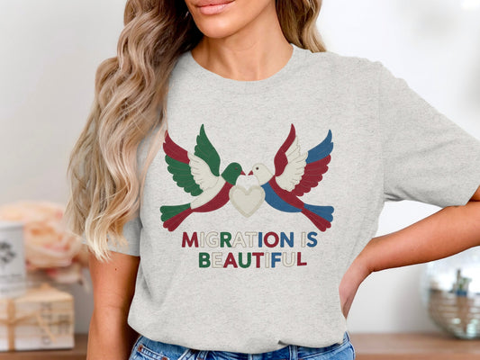 Migration Is Beautiful Colorful Birds Design Shirt