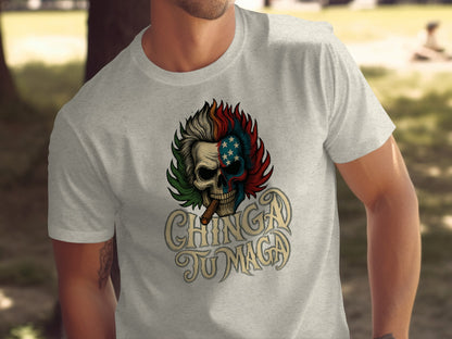 Patriotic Skull Design Chingad Tu Maga T-Shirt Product