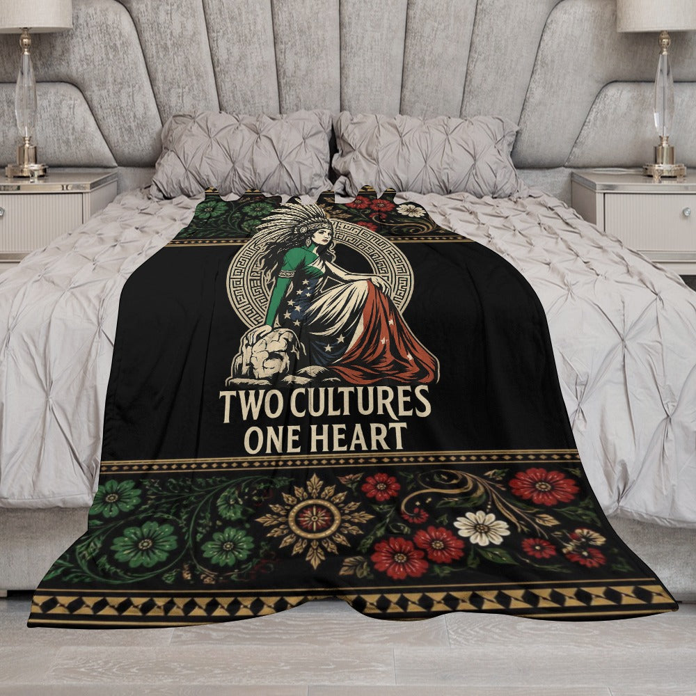 Flannel Blanket, Proud Amexican Heart Print, Multiple Sizes