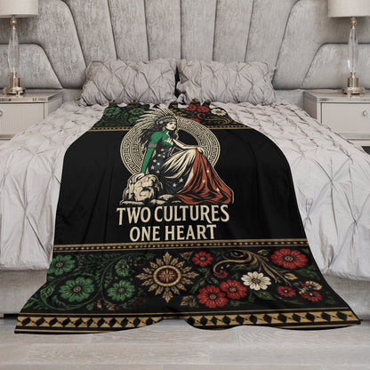 Flannel Blanket, Proud Amexican Heart Print, Multiple Sizes