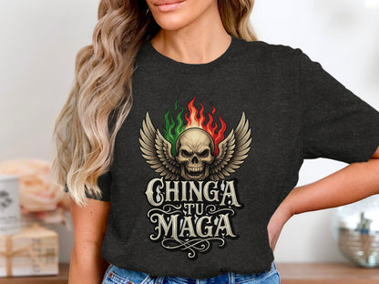 Chinga Tu Maga Skull with Wings T-Shirt product