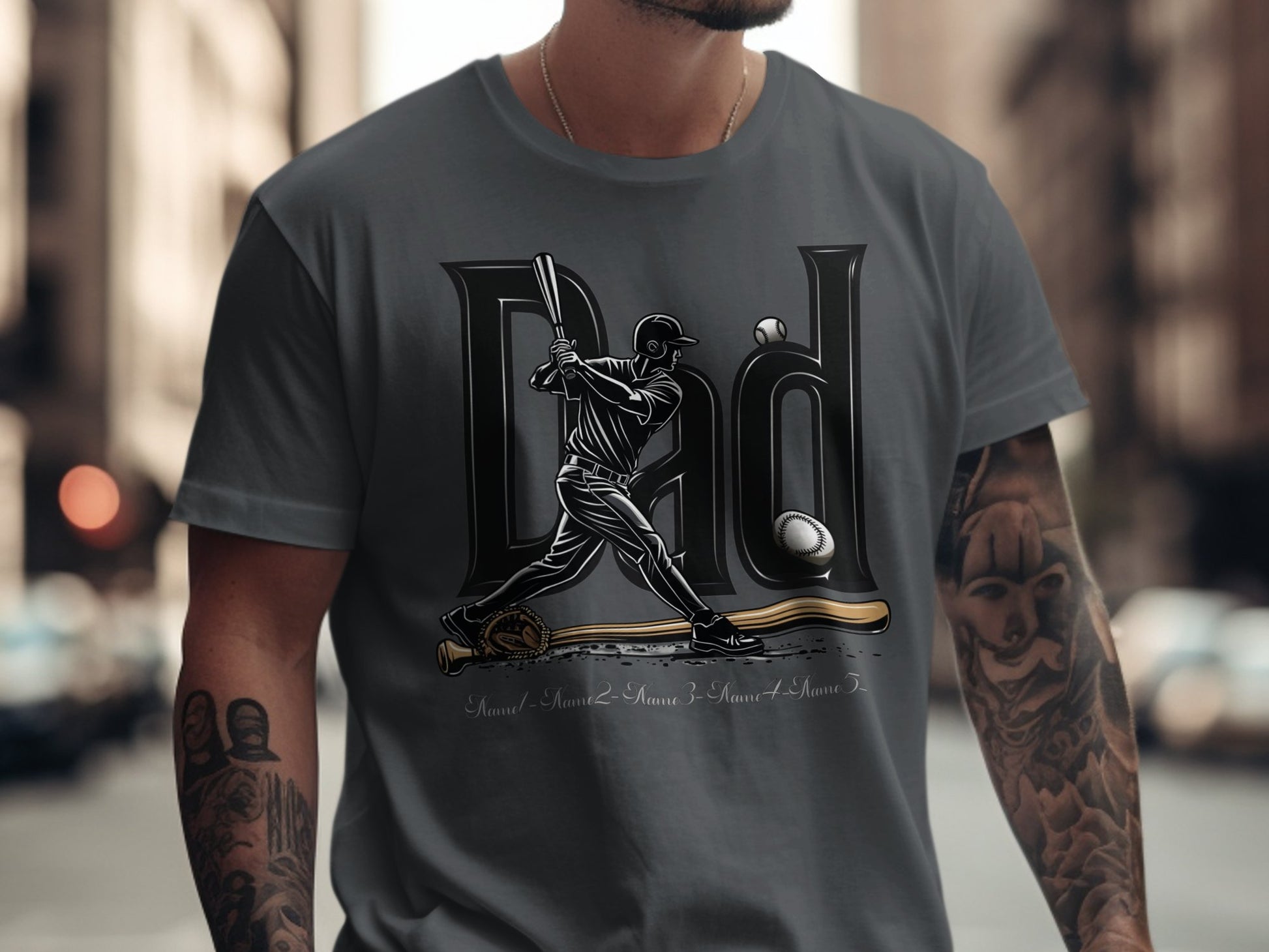 Baseball Player Swinging DAD Graphic Tee product type