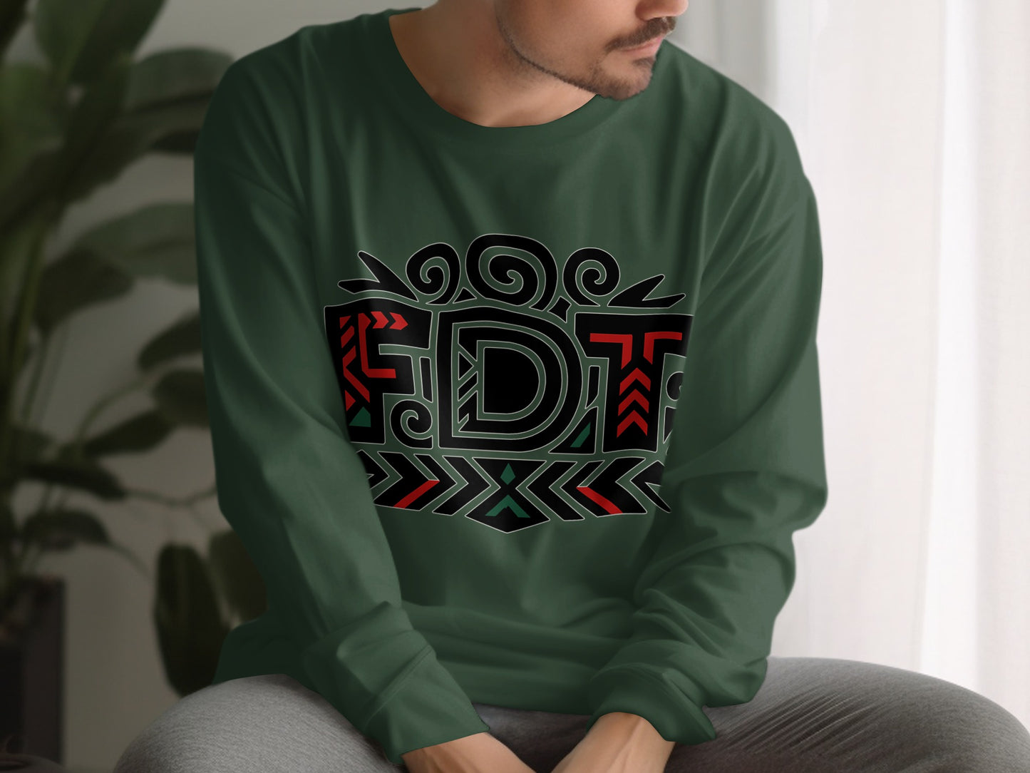 Unique Geometric Design FDT Graphic Long Sleeve Shirt