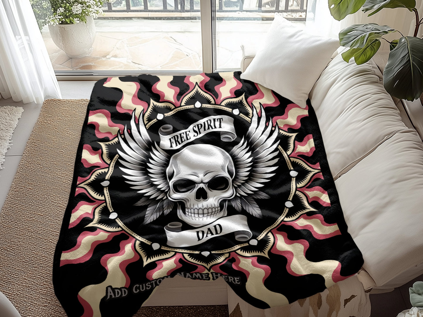 Free Spirit Dad Skull with Wings Blanket product