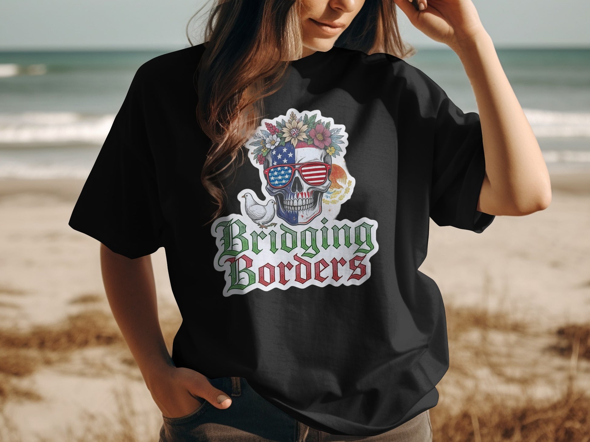 Bridging Borders Skull Graphic Casual Unisex T-shirt product