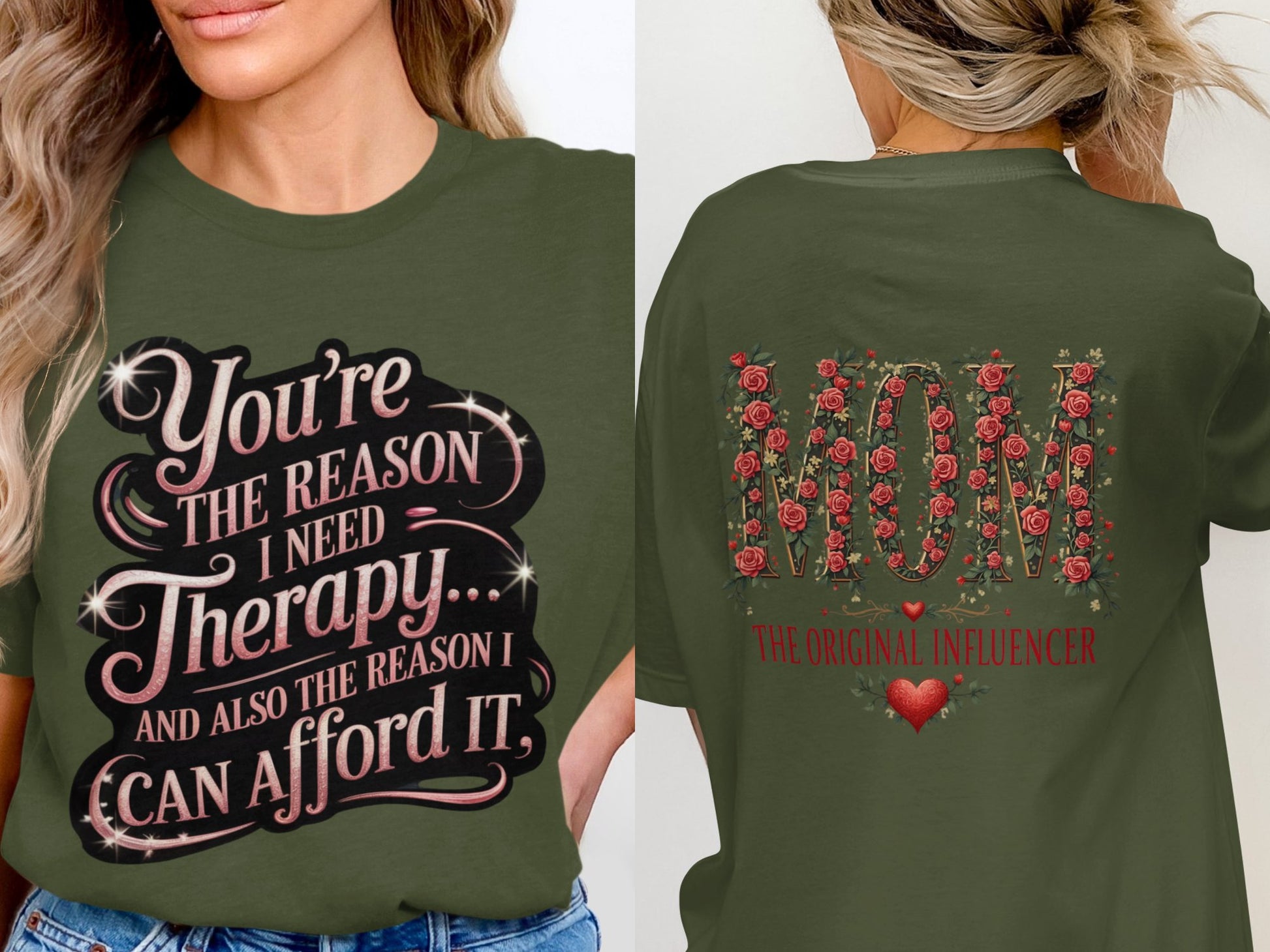 Humorous Mom Therapy Quote Green T-Shirt product