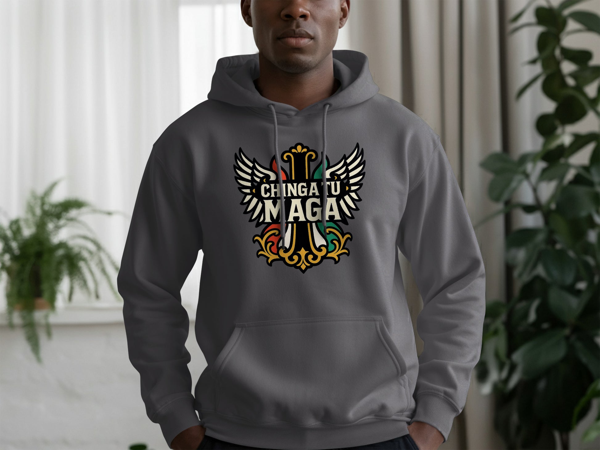 Bold Graphic Chinga Tu Maga Winged Hoodie product
