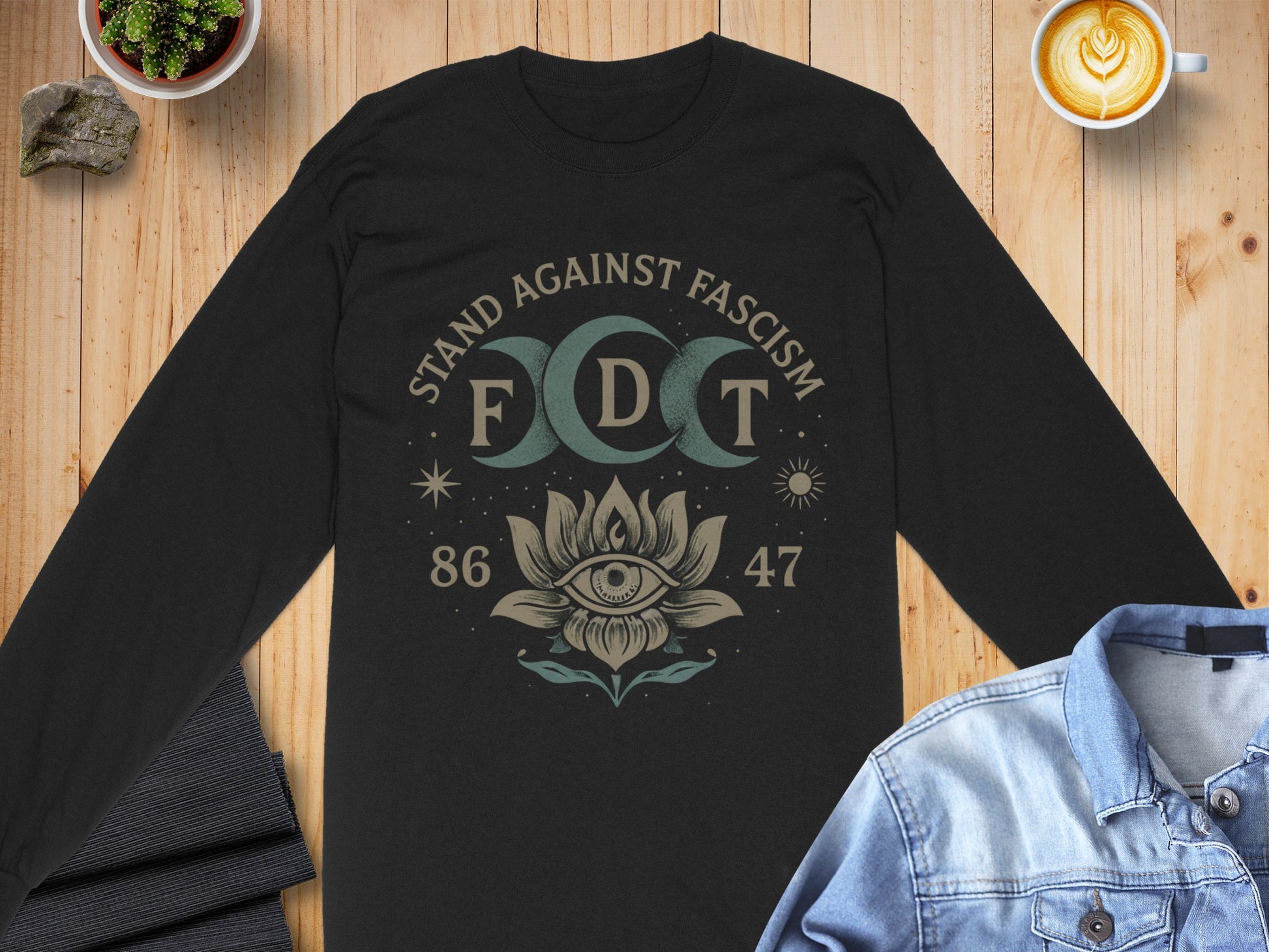 Stand Against Fascism Eye Design Long Sleeve Shirt