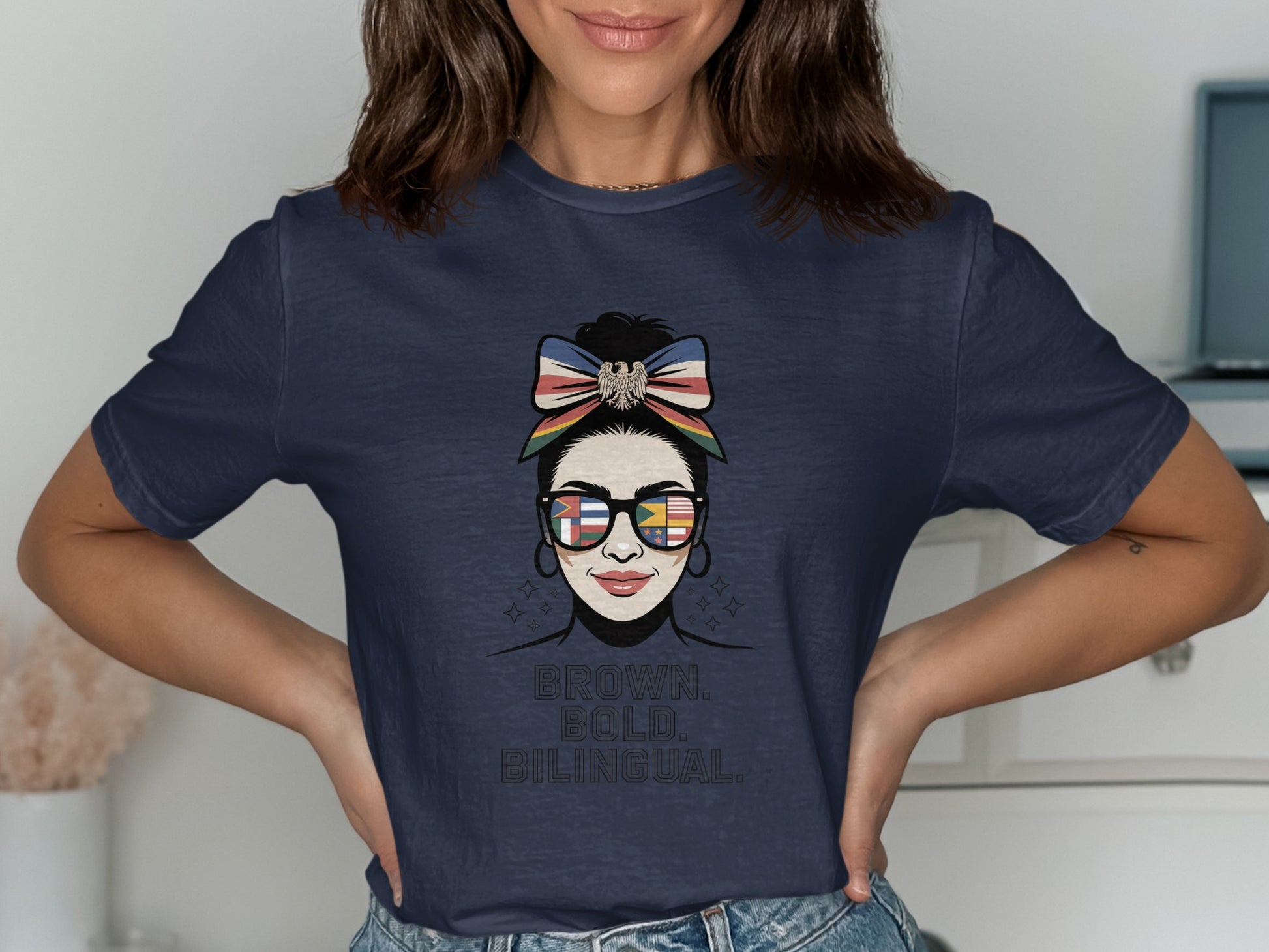 Brown Bold Bilingual Graphic Print T-shirt product
