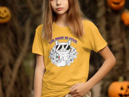 Helping Is Cool Cat Graphic Printed T-Shirt