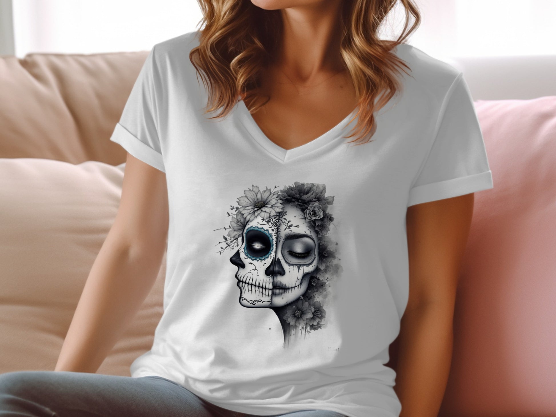 Stylish Day of the Dead Themed Graphic Tee product