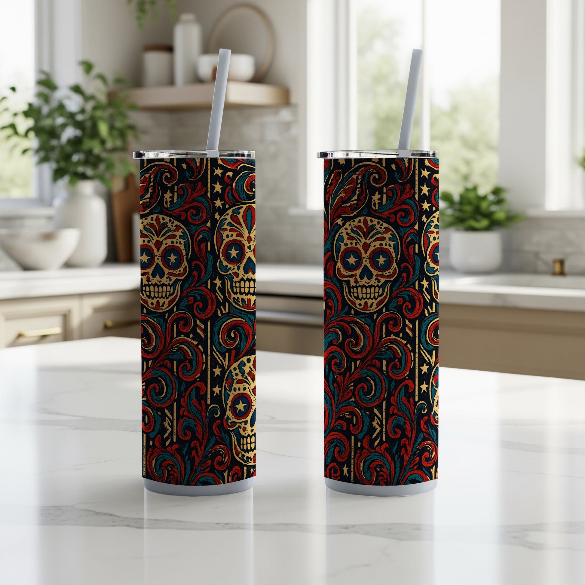 Vibrant Day of The Dead Sugar Skull Tumbler product