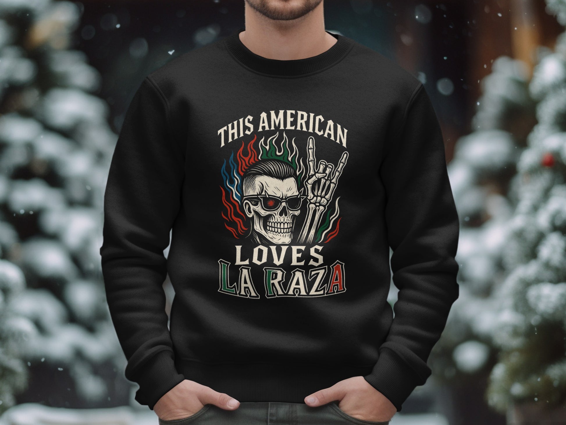 This American Loves La Raza Skull Graphic Shirt product type