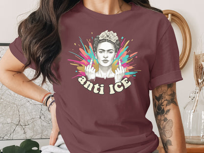 Anti ICE Graphic Design Short Sleeve T-Shirt