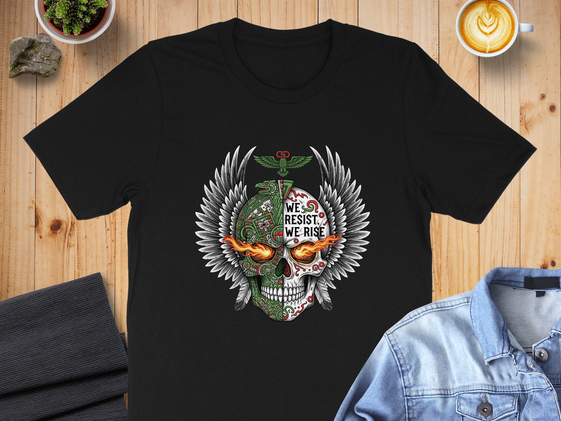 We Resist We Rise Skull Wings Art T-Shirt product