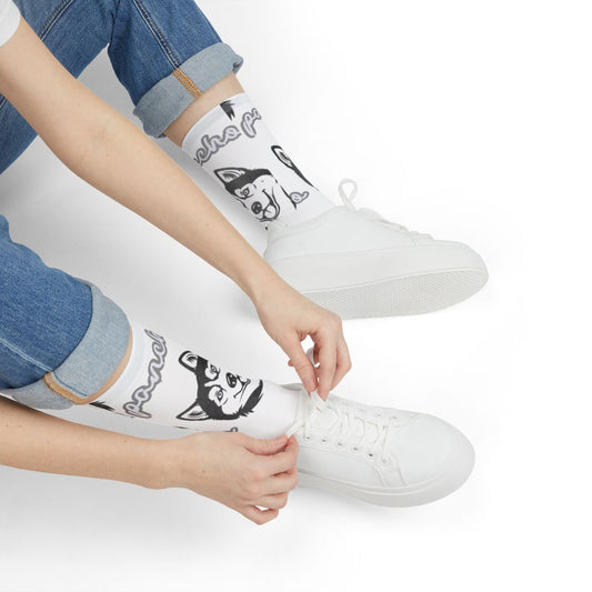 Women's Casual White Socks with Stylish Dog Print