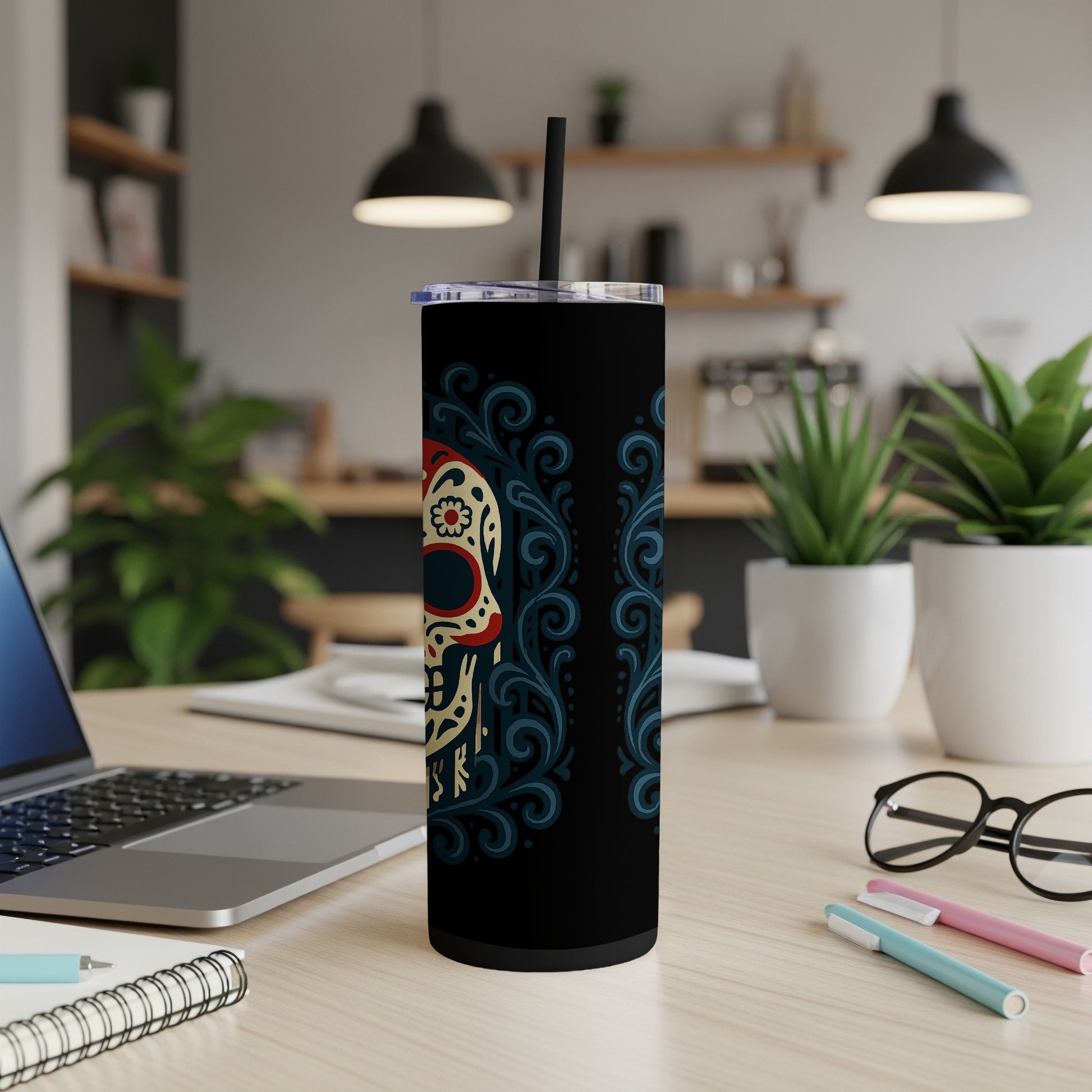 Vibrant Skull Design Tumbler for Unique Beverage Product