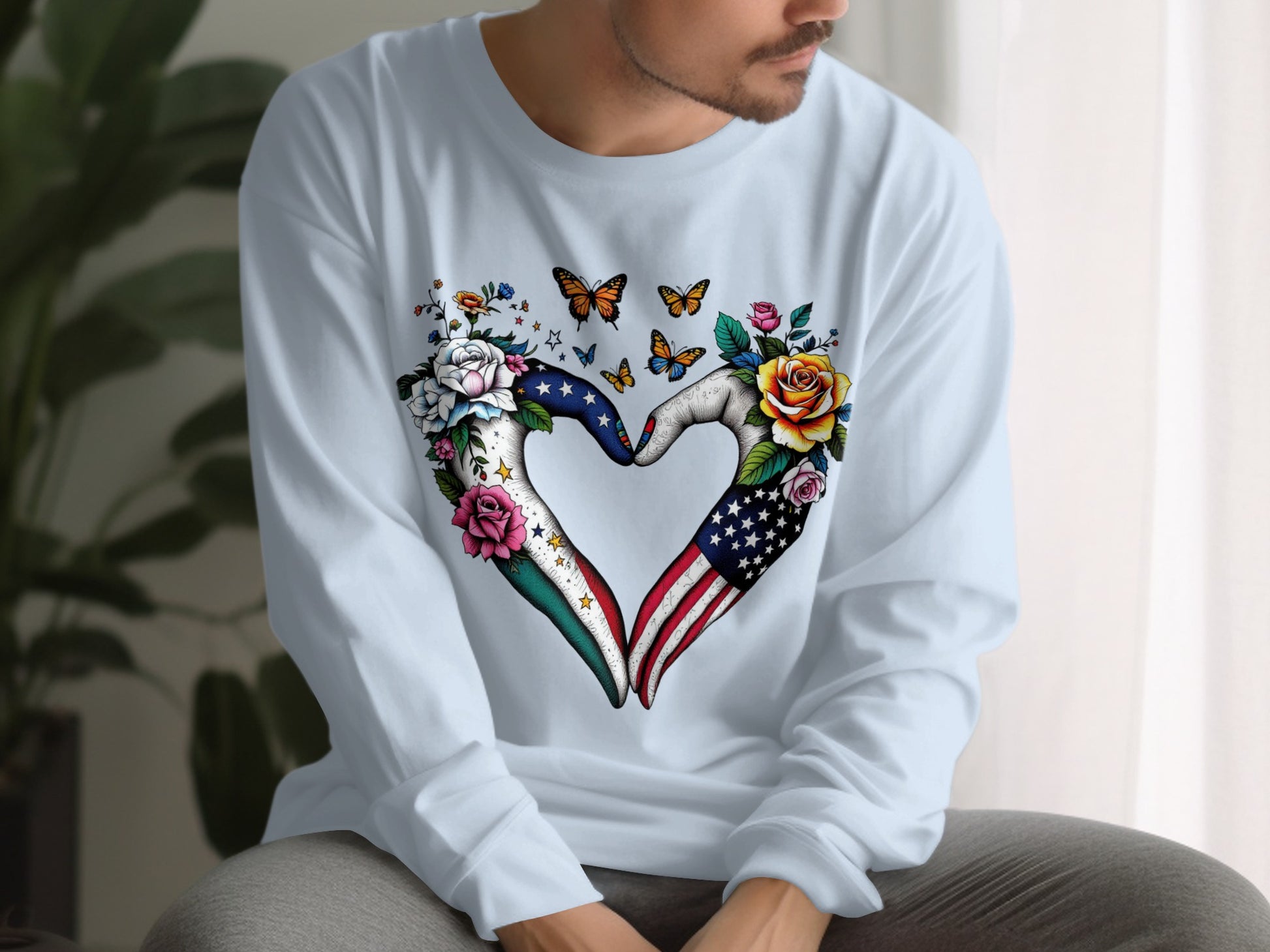 Heart Shaped Flag With Flowers Shirt Design Product