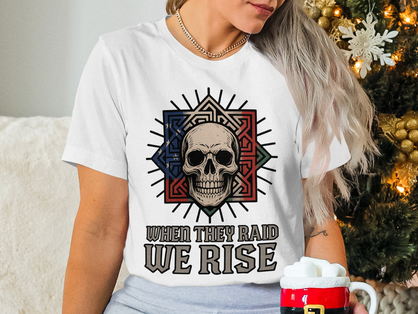 When They Raid We Rise Skull Graphic T-shirt