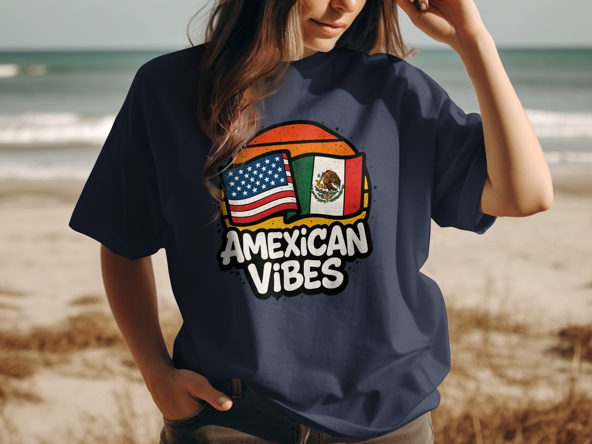 Amexican Vibes Flag Graphic Beachwear Comfort Tee product