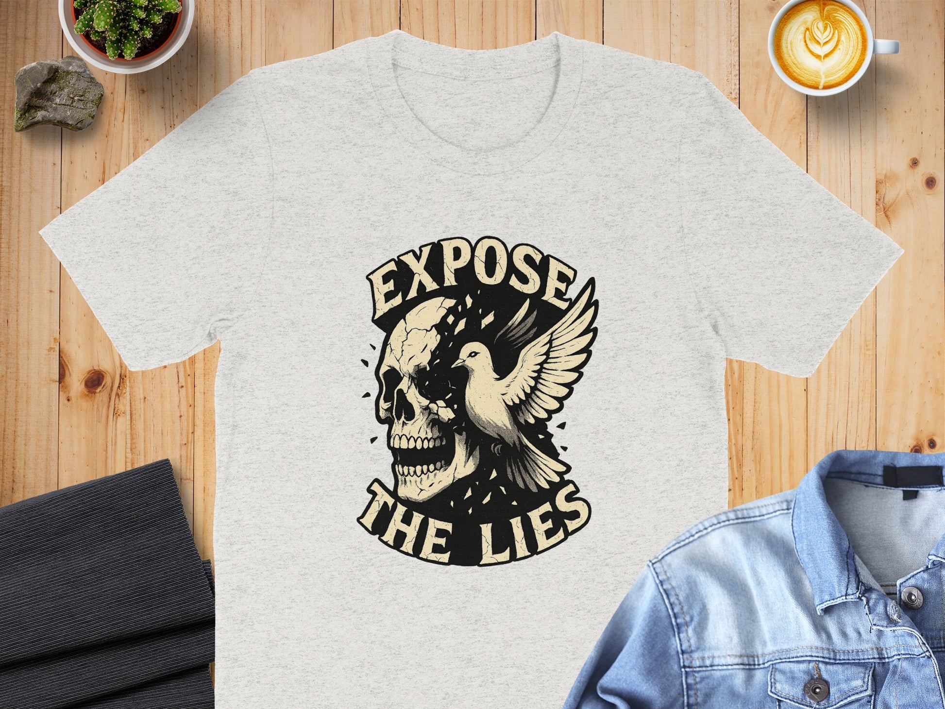 Expose The Lies Skull and Dove Graphic T-shirt product