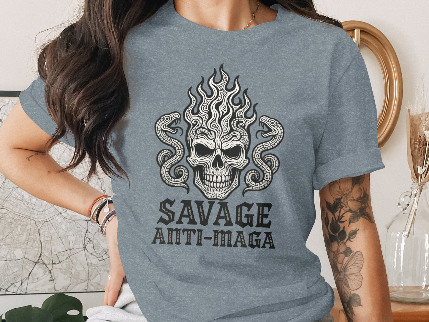 Savage Anti-Maga Skull Snake Graphic Tee