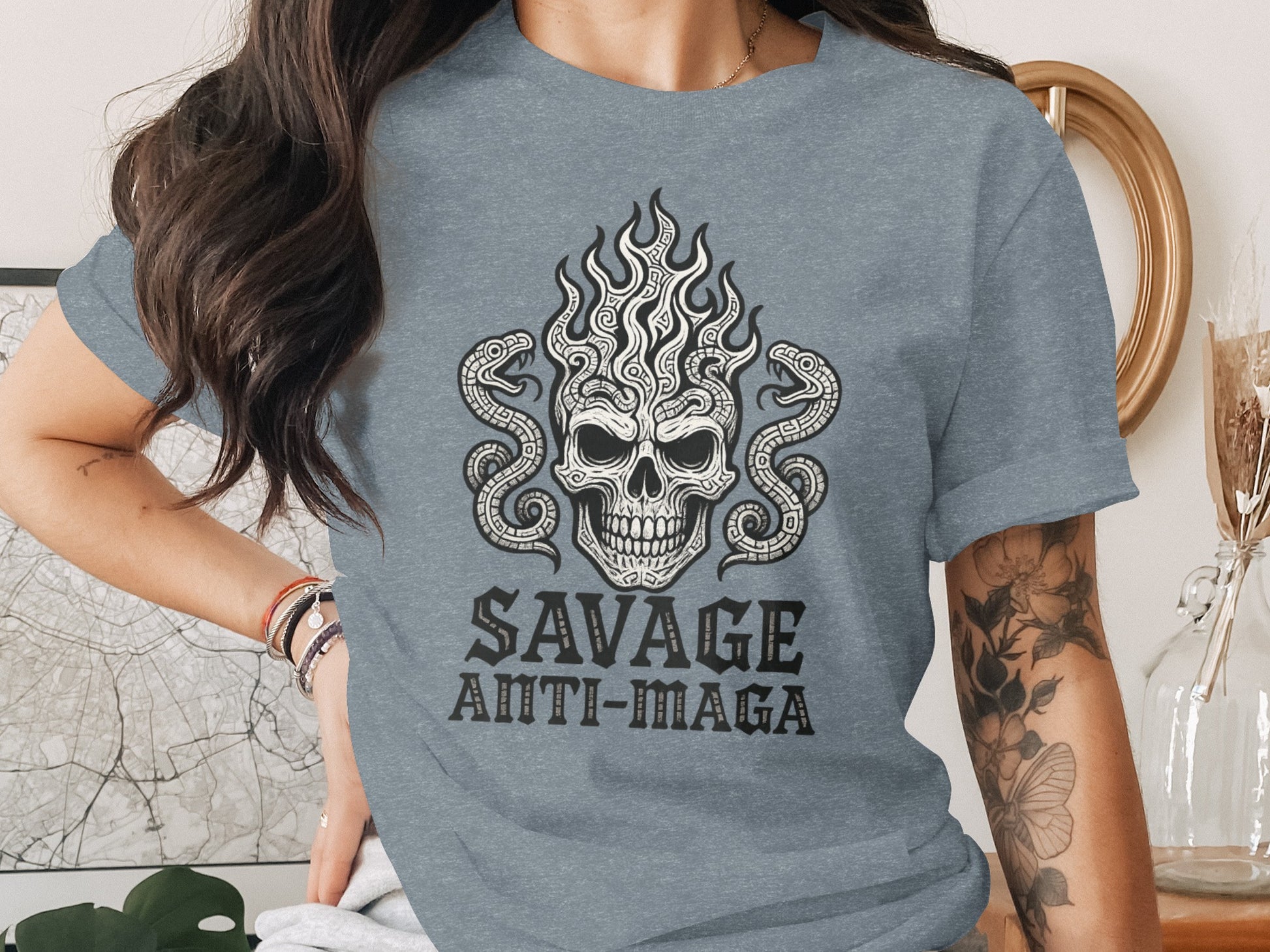 Savage Anti-Maga Skull Snake Graphic Tee