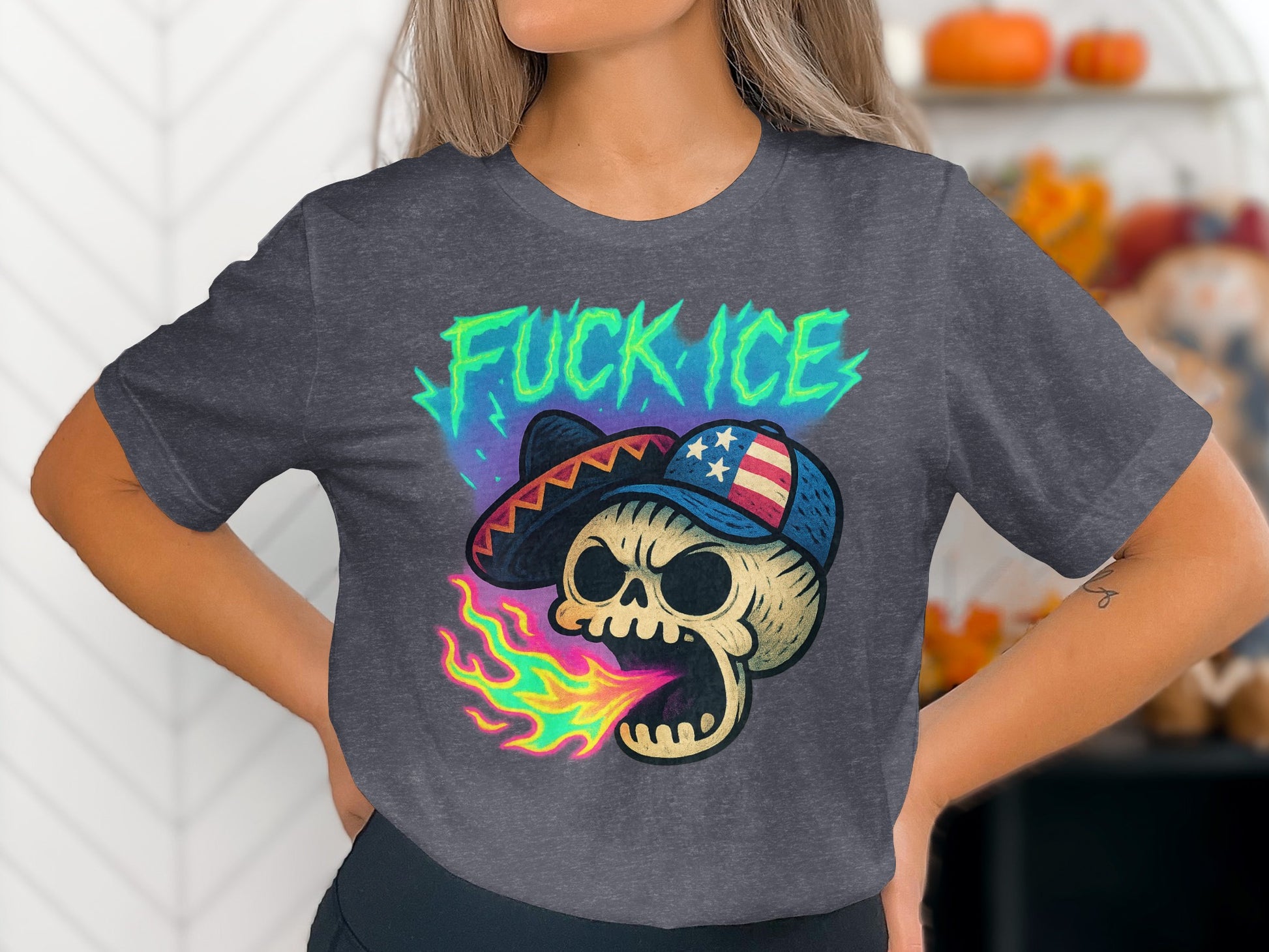 Colorful Skull Graphic Tee Short Sleeve T-Shirt product
